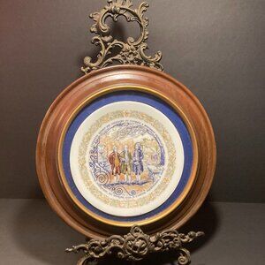 Limoges Plate 623 Lafayette Legacy by D'Arceau Mahogany Frame Glass 1974
